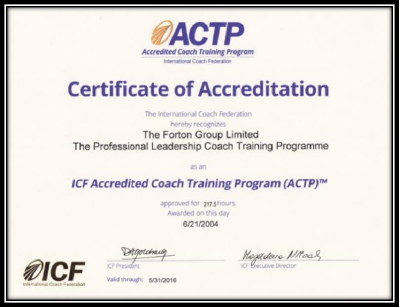 ICF ACTP Certificiate